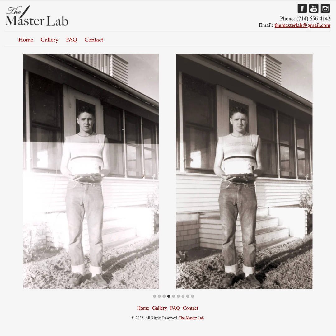 THE MASTER LAB website homepage showing technology content