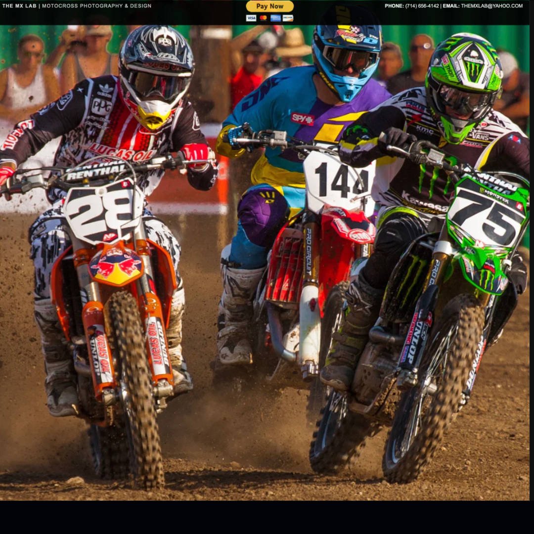 THE MX LAB website homepage showing dirtbike riders